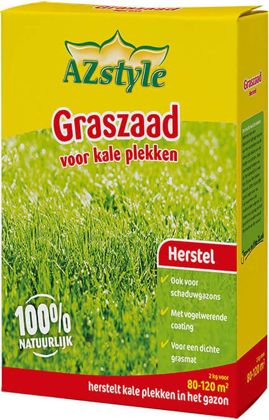  ECOstyle Graszaad Herstel Snelkiemend Gazon Gras – Herstelt Kale Plekken – Vogelwerende Coating – Geschikt Voor Zon- En Schaduw Gazons - Snelle Kieming – 80 - 120M² – 2 KG