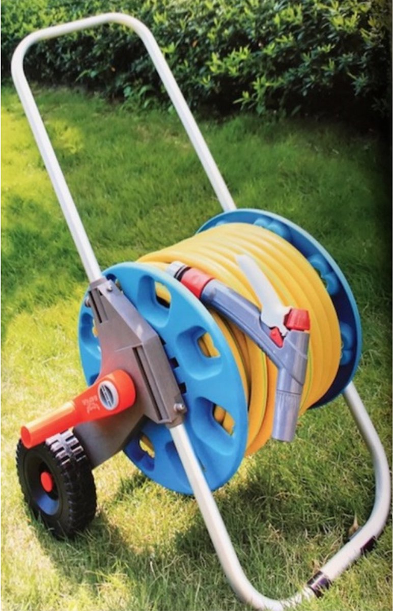  Slangenwagen Met 50 Meter Tuinslang | Eagle Garden | Incl. Spuitkopstuk En Connectors | Geel