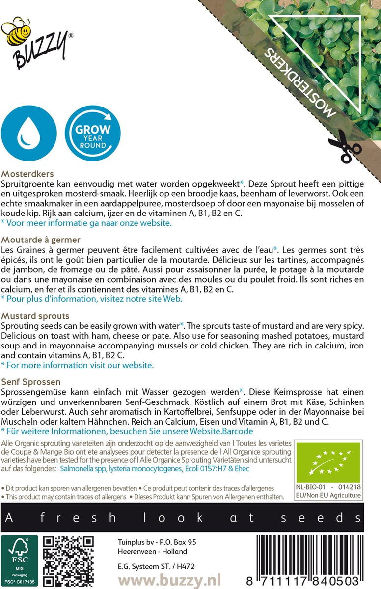  Buzzy® Organic SproutingMosterdkers (BIO)