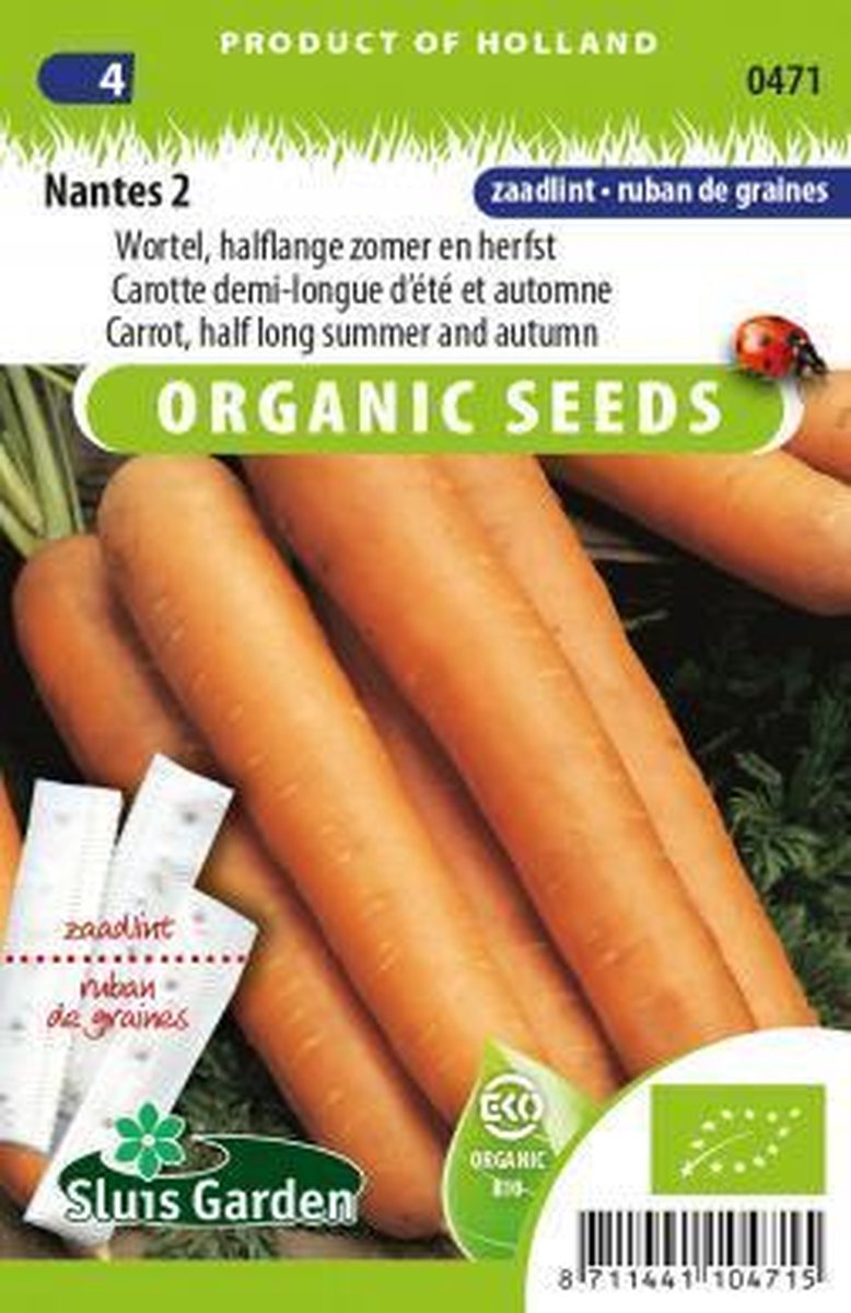  Sluis Garden - Wortel Nantes 2 Biologisch Zaadlint 5m