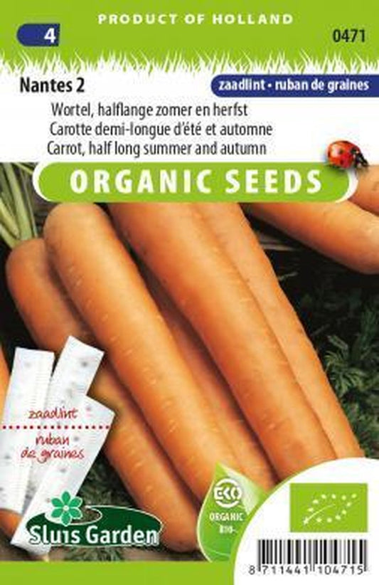  Sluis Garden - Wortel Nantes 2 Biologisch Zaadlint 5m