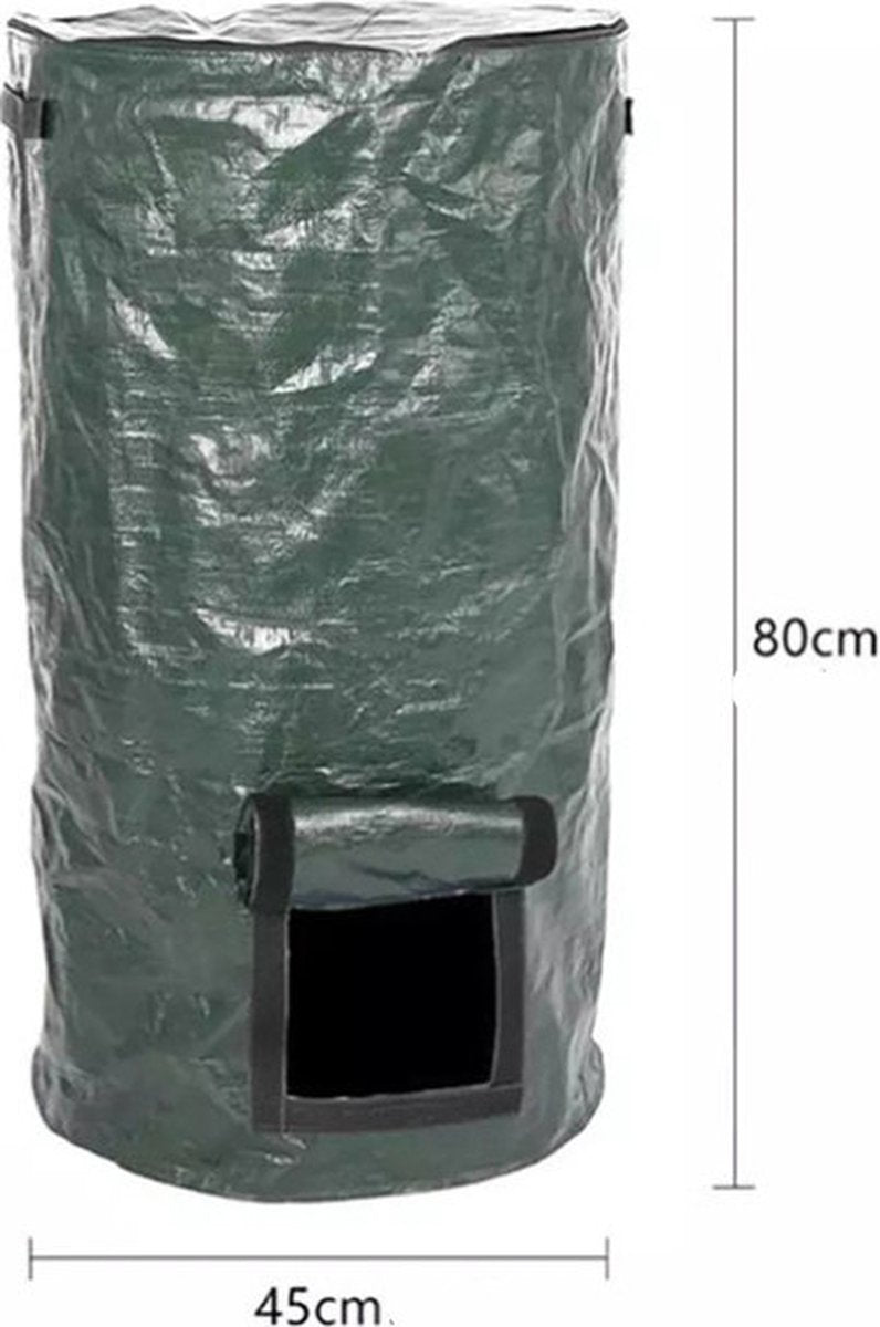 Merkloos TDR - Compostzak Met Grote Capaciteit Voor Tuin - 45 X 45 X 80 Cm - 162 Liter - Donkergroen