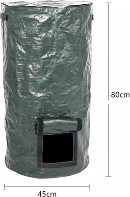 Merkloos TDR - Compostzak Met Grote Capaciteit Voor Tuin - 45 X 45 X 80 Cm - 162 Liter - Donkergroen