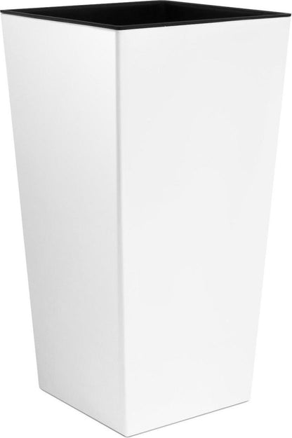 Prosperplast Kunststof Urbi Bloempot/plantenpot Met Binnenpot Wit 32 X 32 X 61 Cm - 21/49 Liter - Hoge Vierkante Bloempotten