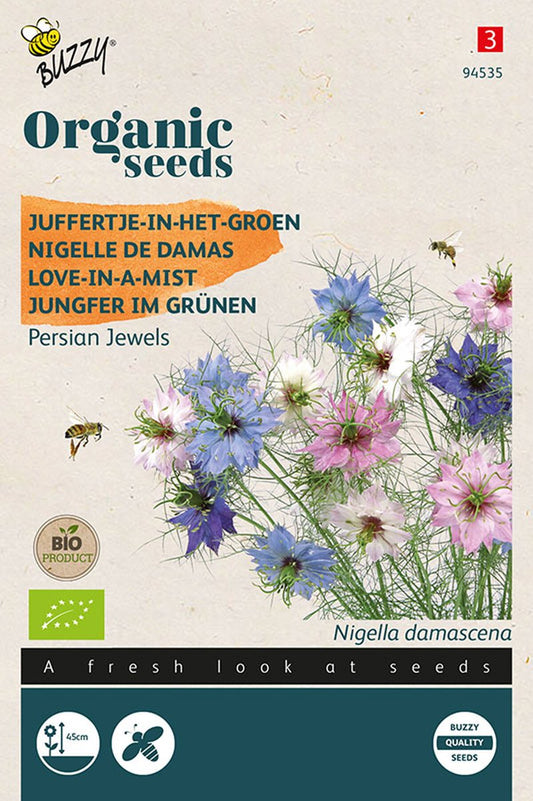  Buzzy® Organic Nigella, Juffertje-in-het Groen Persian Jewel (BIO) - Biologisch Bloemzaad