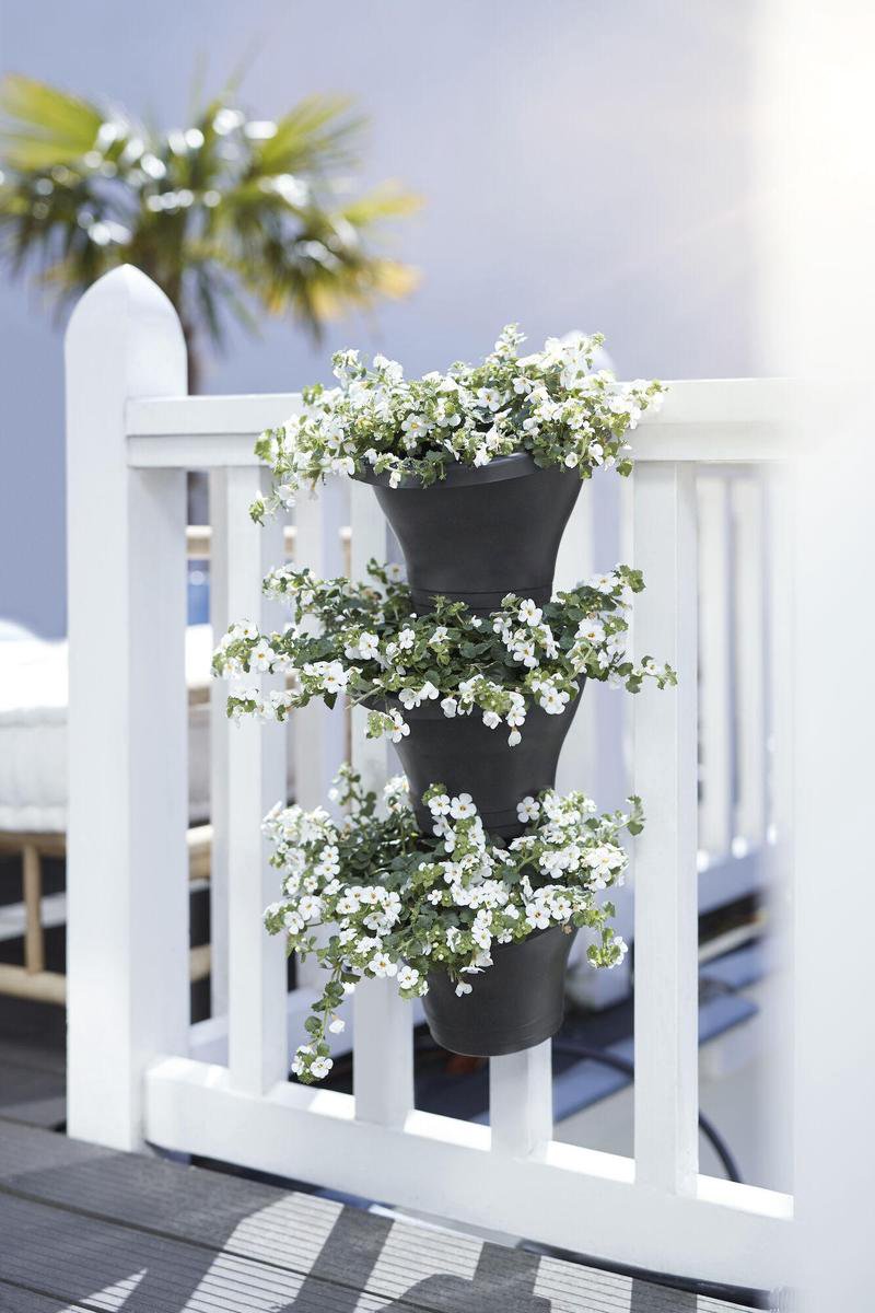  Elho Corsica Vertical Forest 24 - Bloempot Voor Balkonbuiten - Ø 26.7 X H 29.7 Cm - Zwart/Antraciet