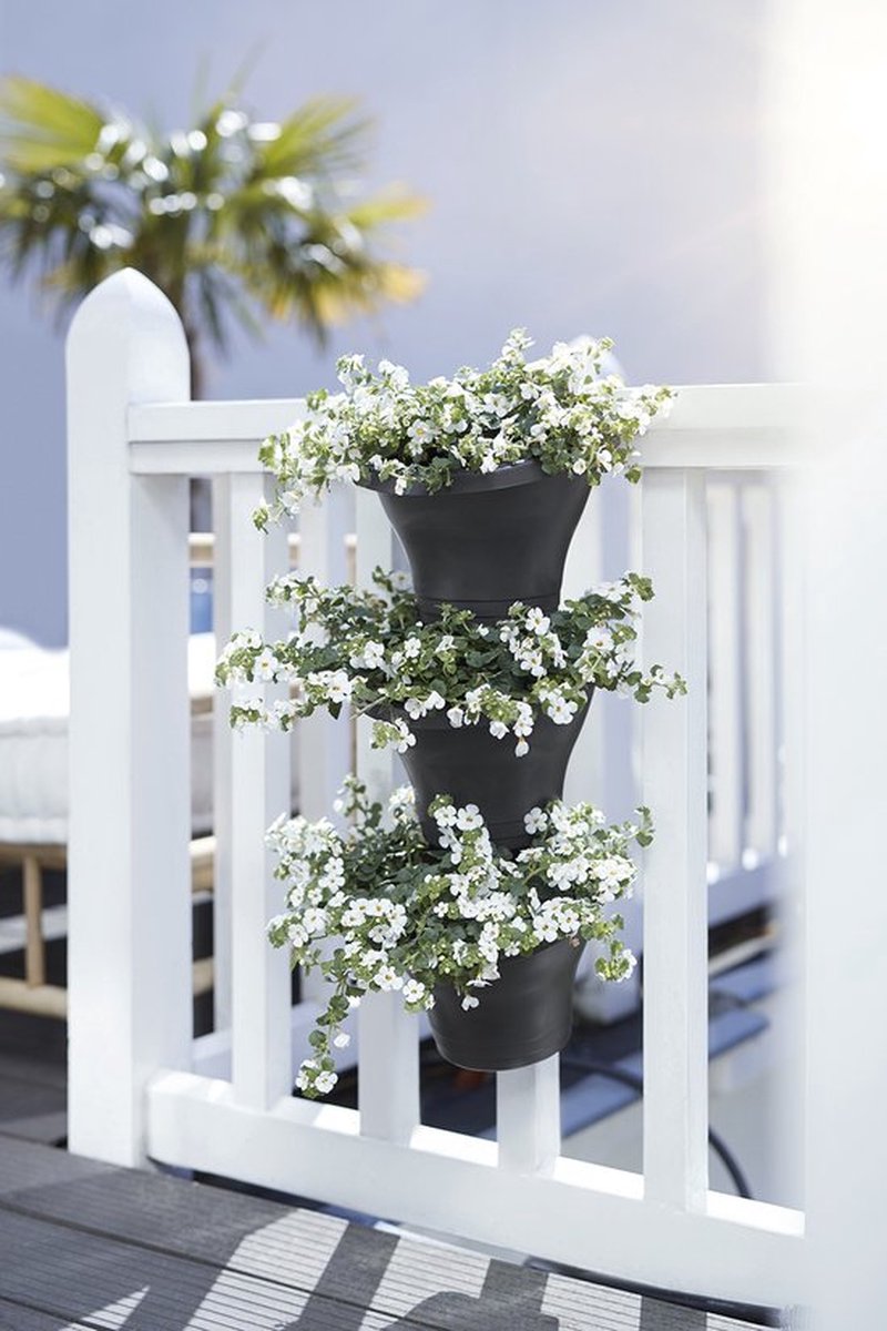  Elho Corsica Vertical Forest 24 - Bloempot Voor Balkonbuiten - Ø 26.7 X H 29.7 Cm - Zwart/Antraciet