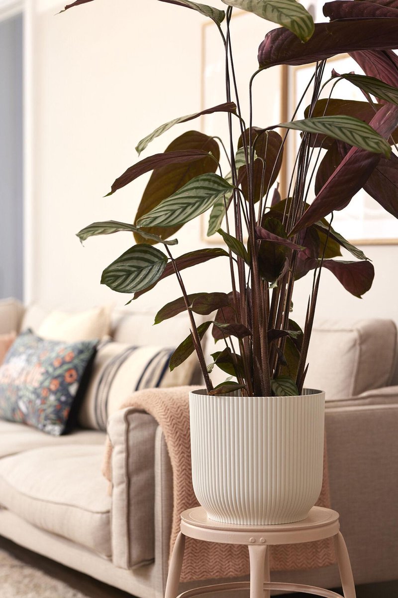  Elho Vibes Fold Rond Wielen 35 - Bloempot Voor Binnen - Ø 34.9 X H 32.4 Cm - Zijdewit