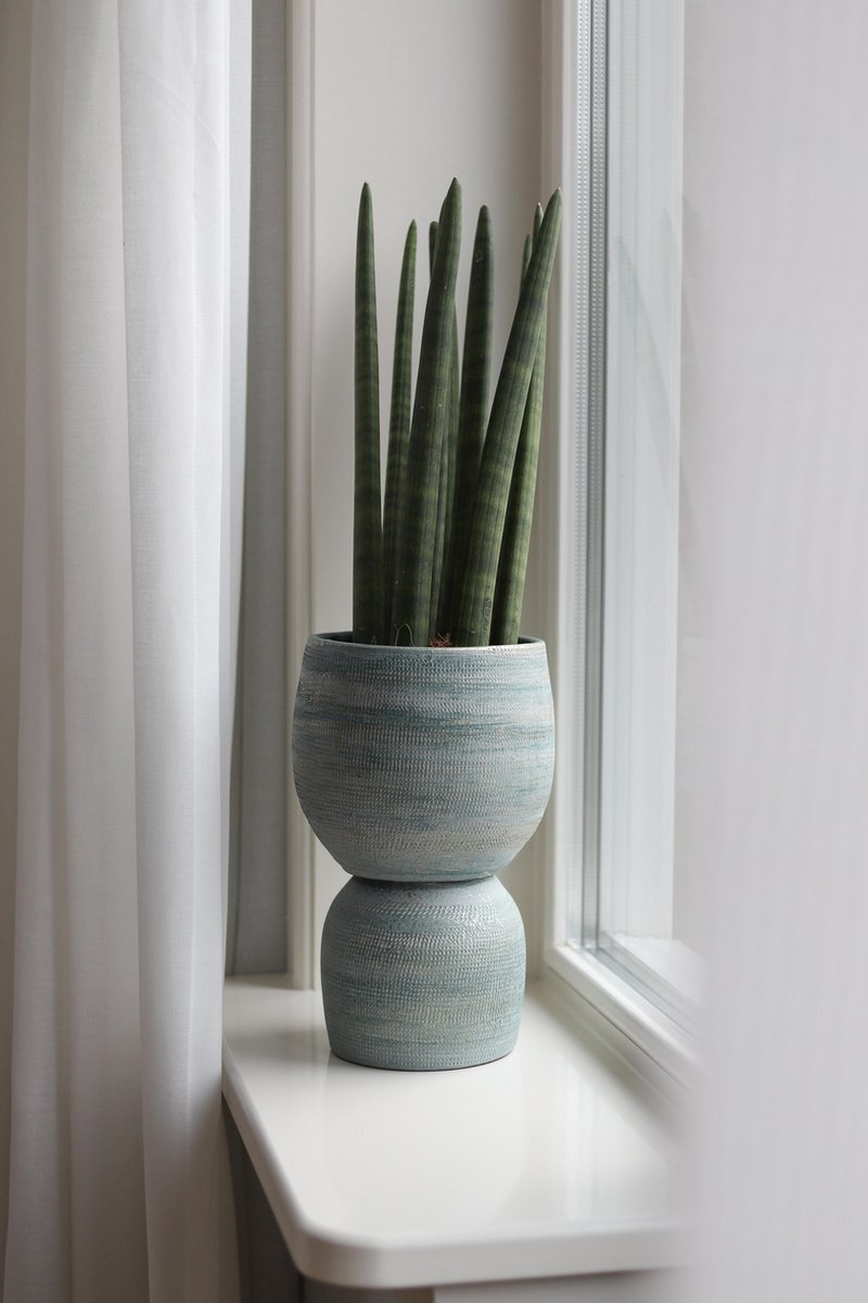  Tokio Bloempot Blauw Aqua D28 X H26 Cm - Nieuwe Collectie