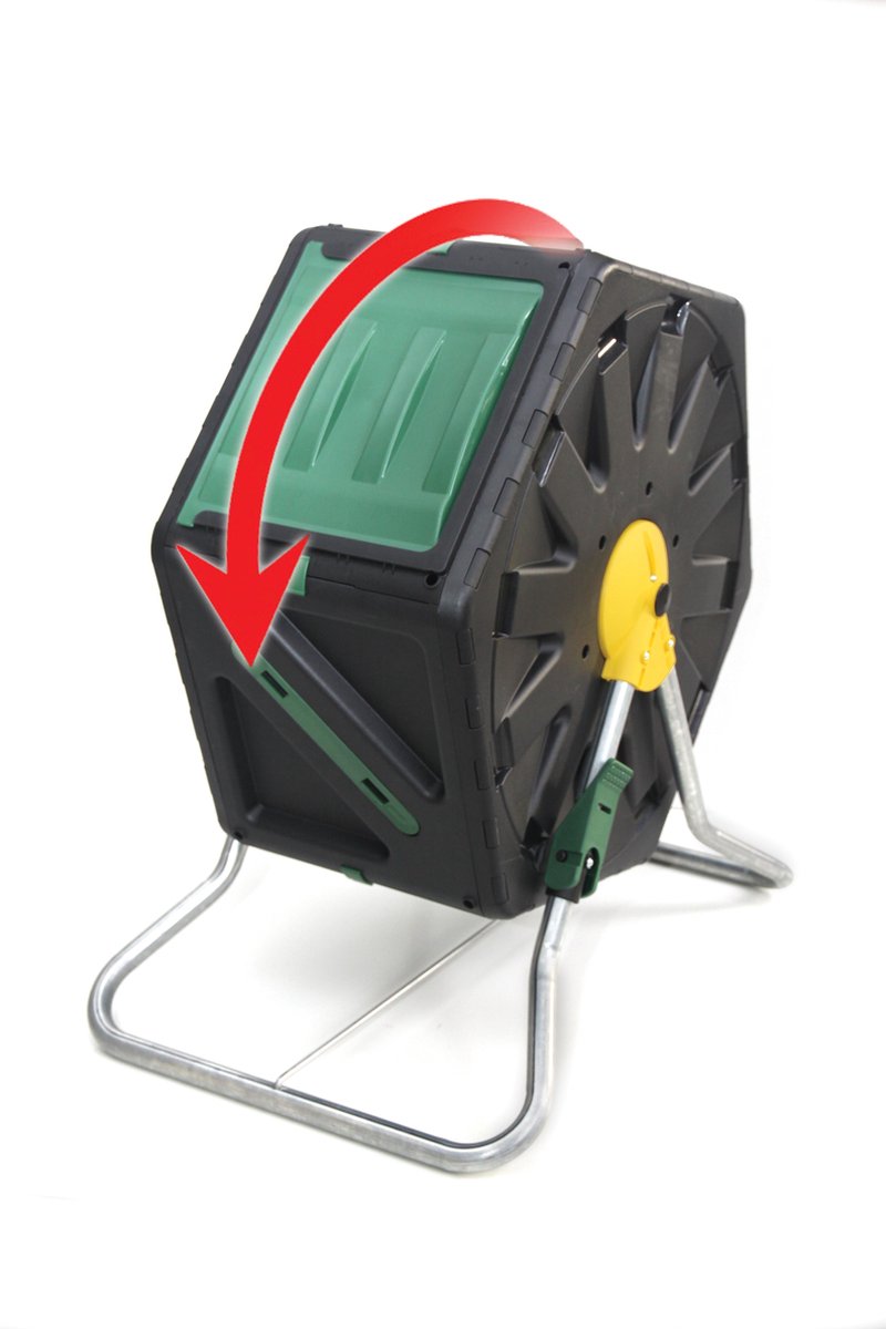  PALMAT® Professionele Compostmolen – Composter - Molen – Tuin En Huisafval - 70 Liter – Groen/Geel
