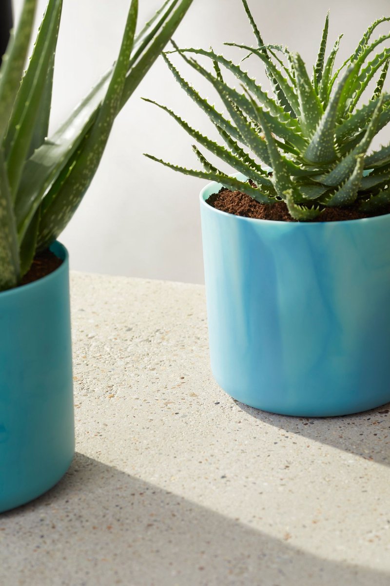  Elho The Ocean Collection Round 22cm - Bloempot Voor Binnen - 100% Gerecycled Materiaal - Gemaakt Met Zeeafval - Ø 22.3 X H 20.4 Cm - Atlantisch Blauw