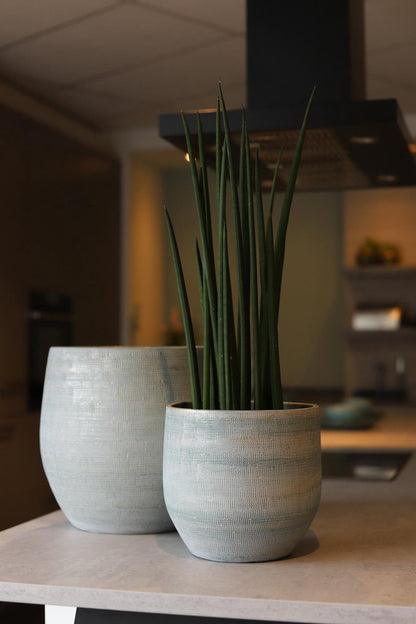  Tokio Bloempot Blauw Aqua D28 X H26 Cm - Nieuwe Collectie