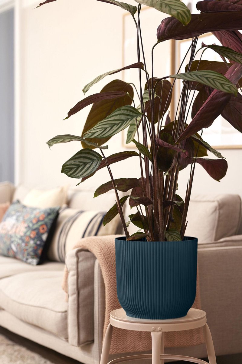  Elho Vibes Fold Rond Wielen 35 - Bloempot Voor Binnen - Ø 34.9 X H 32.4 Cm - Diepblauw