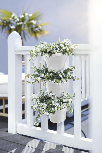  Elho Corsica Vertical Forest 24 - Bloempot Voor Balkonbuiten - Ø 26.7 X H 29.7 Cm - Wit/Wit