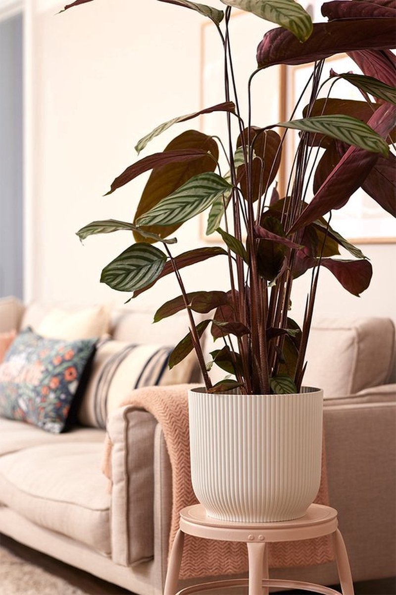  Elho Vibes Fold Rond 30 - Bloempot Voor Binnen - Ø 29.5 X H 27.2 Cm - Zijdewit
