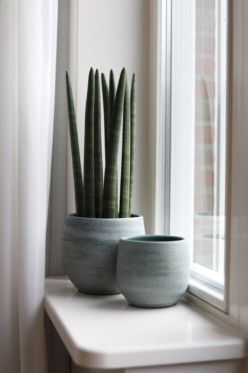  Tokio Bloempot Blauw Aqua D28 X H26 Cm - Nieuwe Collectie