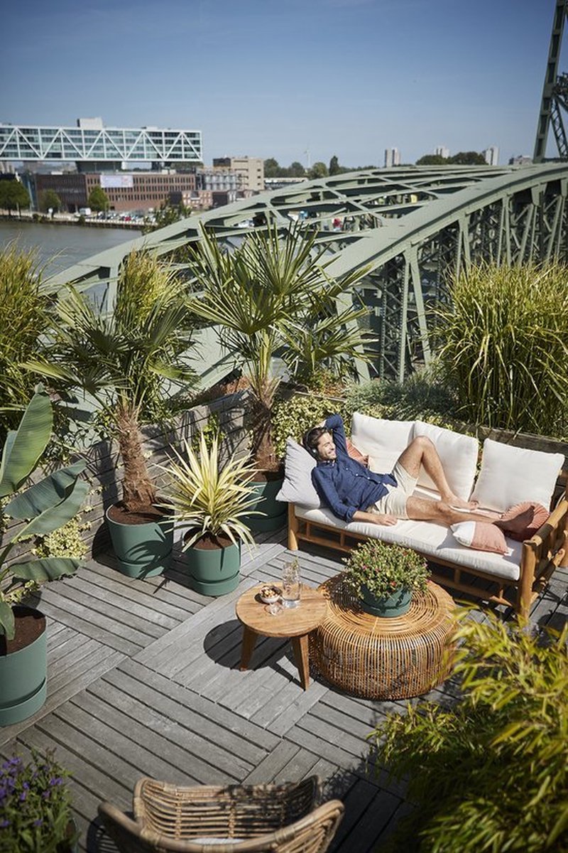  Elho Greenville Rond 30 - Grote Bloempot Voor Buiten - Gemaakt Van Gereycled Plastic - Ø 29.5 X H 27.8 Cm - Blad Groen