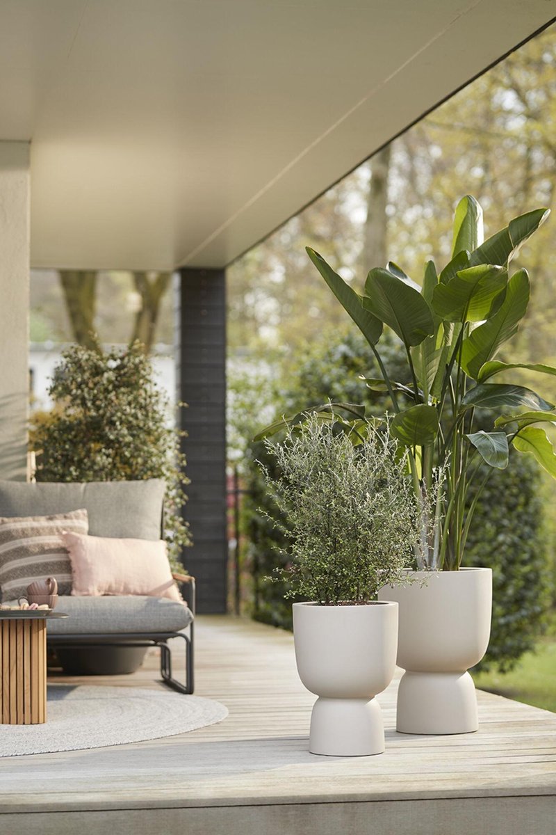  Elho Pure Coupe 41 - Bloempot Voor Binnen &amp; Buiten - Ø 41.3 X H 57.9 Cm - Beige/Balanced Beige