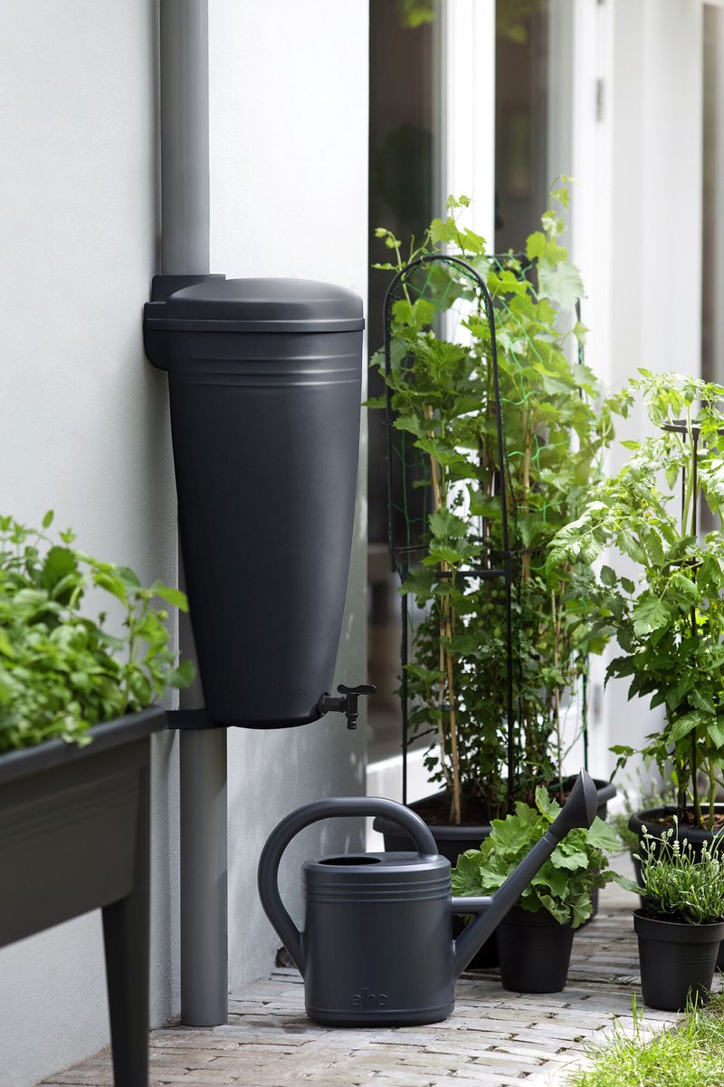  Elho Green Basics Rain Catcher 33 - Regenton Voor Balkonbuiten - Ø 33.5 X H 73.5 Cm - Zwart/Living Black