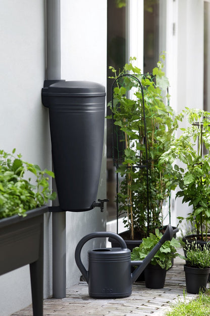  Elho Green Basics Rain Catcher 33 - Regenton Voor Balkonbuiten - Ø 33.5 X H 73.5 Cm - Zwart/Living Black
