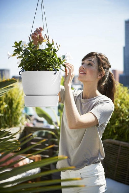  Elho Greenville Hangschaal 24 - Bloempot Voor Balkonbuiten - Ø 23.5 X H 20.5 Cm - Zwart/Living Black