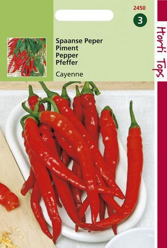  Hortitops Zaden - Peper Cayenne, Spaanse Lange Rode