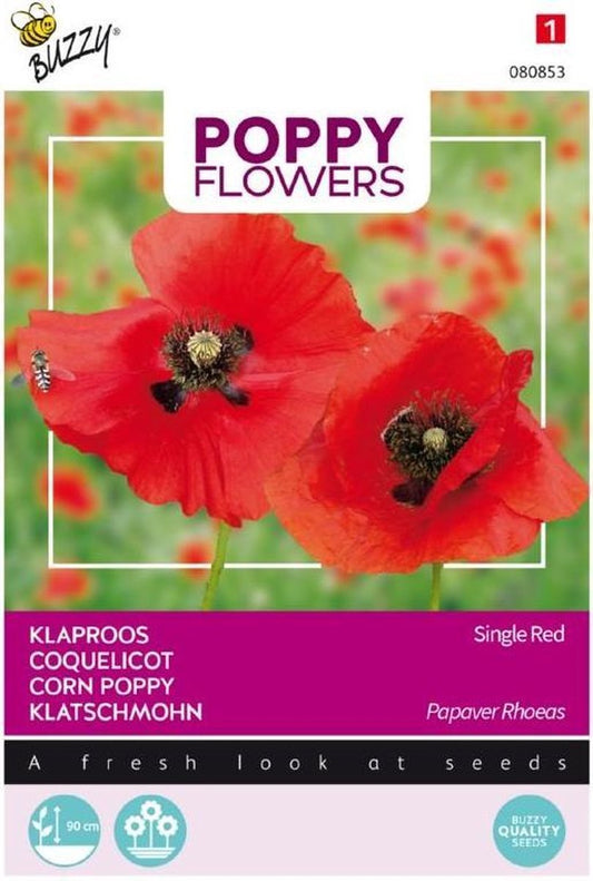  Buzzy® Poppies Of The World - Klaproos Rhoeas Rood