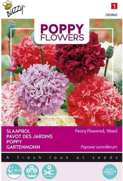  Buzzy® Poppies Of The World - Papaver Pioenbloemig