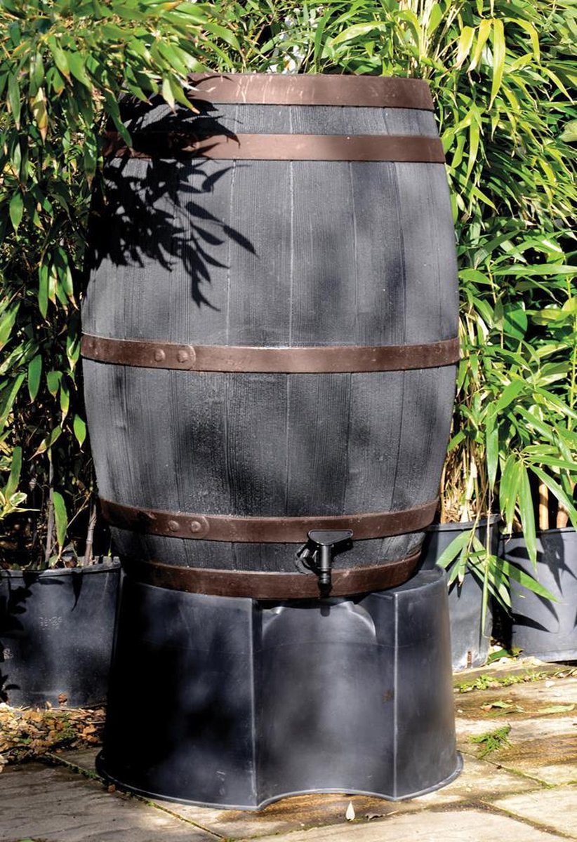  Complete Set: Regenton Bronzen Band 235 Ltr | Hout Effect | Handbewerkt | Inc.voet &amp; Vulautomaat