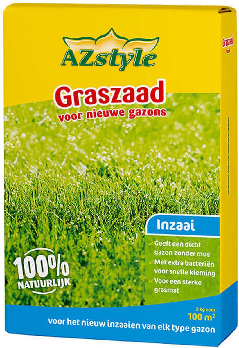 ECOStyle Graszaad-Inzaai Voor Nieuwe Gazons - Dicht Gazon Zonder Mos - Sterke Grasmat - Snelkiemend Graszaad - Speel &amp; Siergazons - 50 M² - 1 KG