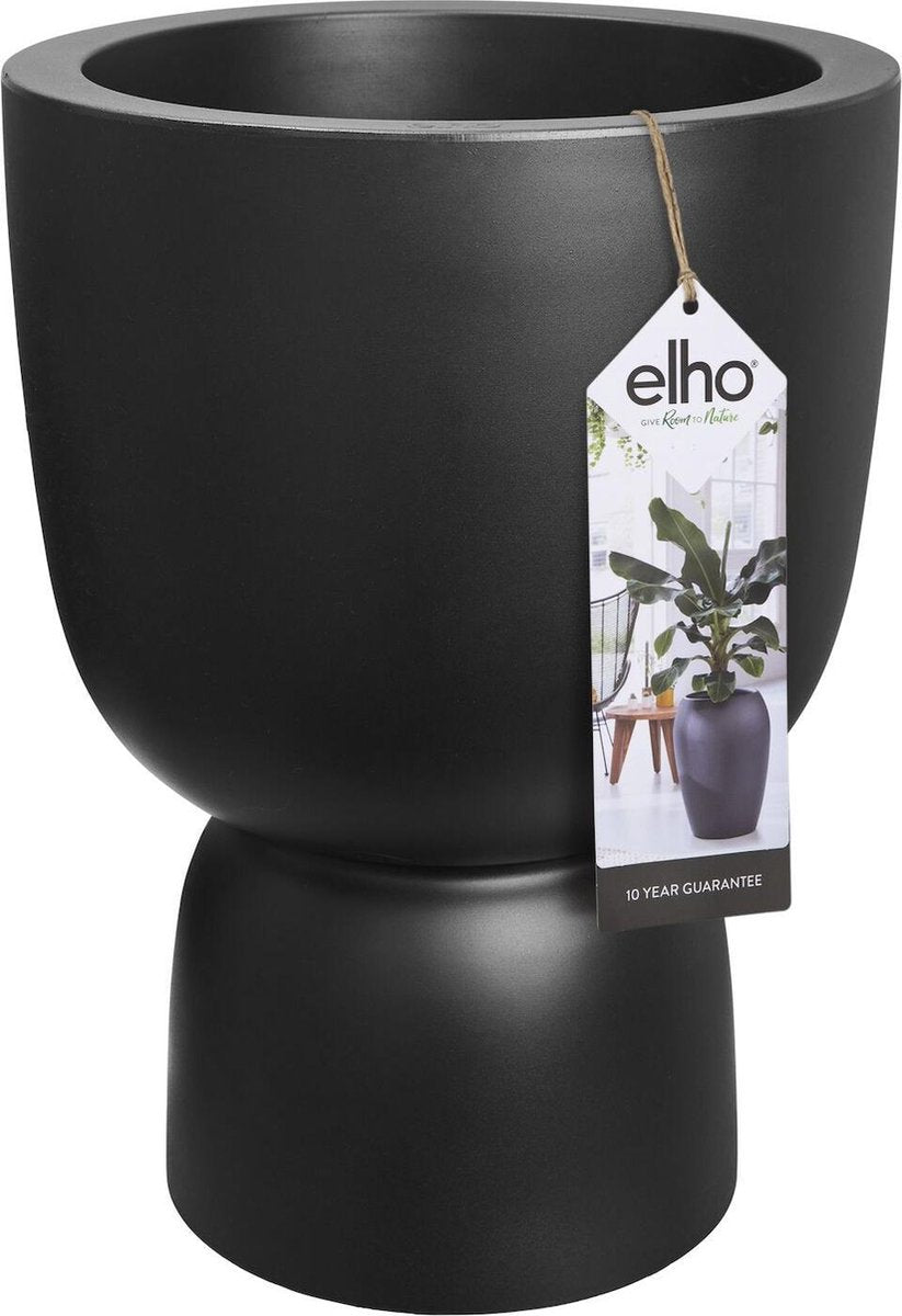  Elho Pure Coupe 35 - Bloempot Voor Binnen &amp; Buiten - Ø 34.9 X H 49.0 Cm - Zwart/Zwart