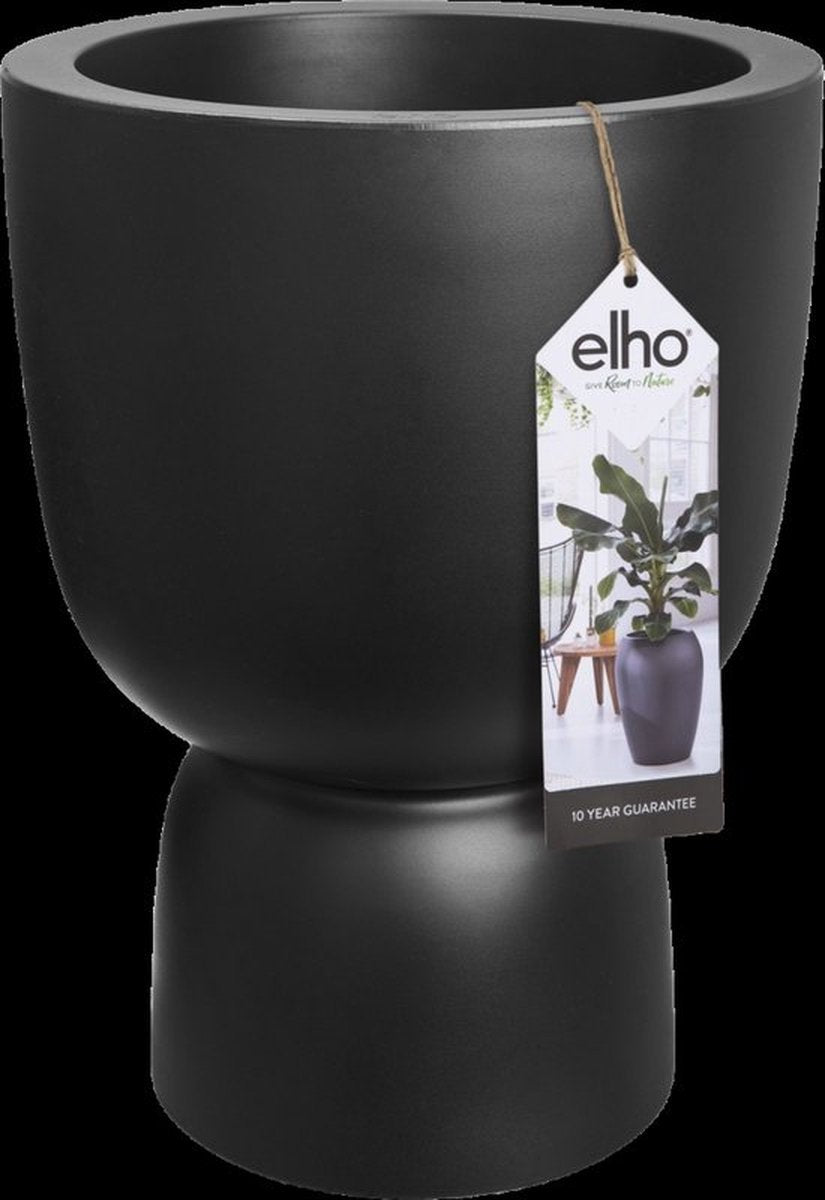  Elho Pure Coupe 41 - Bloempot Voor Binnen &amp; Buiten - Ø 41.3 X H 57.9 Cm - Zwart/Zwart