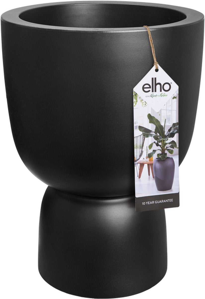 Elho Pure Coupe 41 - Bloempot Voor Binnen &amp; Buiten - Ø 41.3 X H 57.9 Cm - Zwart/Zwart