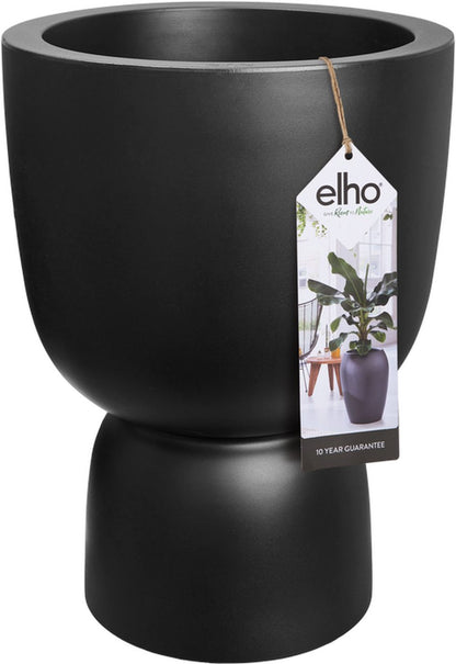  Elho Pure Coupe 41 - Bloempot Voor Binnen &amp; Buiten - Ø 41.3 X H 57.9 Cm - Zwart/Zwart