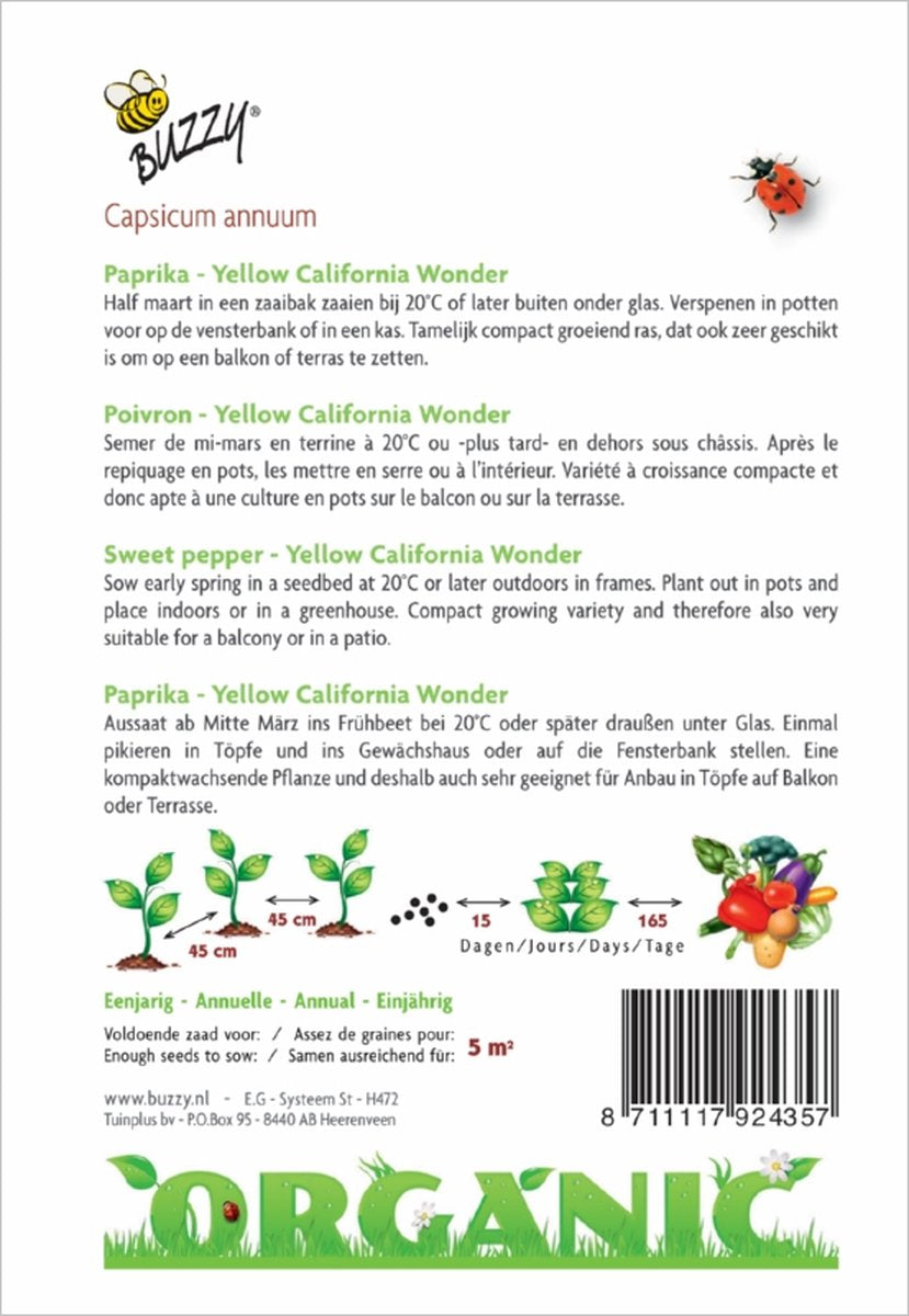  Organic Paprika Yellow California Wonder (BIO) - Inh.: 0,25 Gram