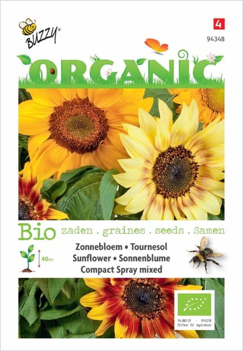  Organic Zonnebloem Compact Spray Mix Laag (BIO) - Inh.: 1 Gram