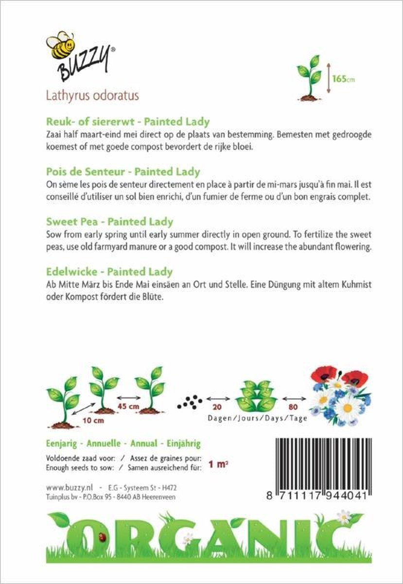  Buzzy® Organic Lathyrus, Reuk- Of Siererwt Painted Lady(BIO)