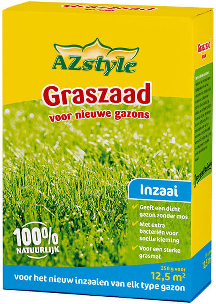  ECOStyle Graszaad-Inzaai Voor Nieuwe Gazons - Dicht Gazon Zonder Mos - Sterke Grasmat - Snelkiemend Graszaad - Speel &amp; Siergazons - 50 M² - 1 KG