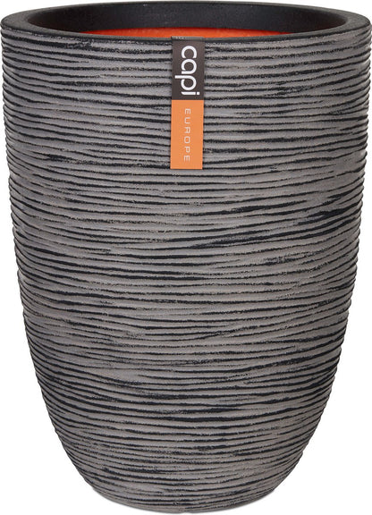  Capi Europe - Vaas Elegant Laag Rib NL - 36x47 - Antraciet - Voor Binnen En Buiten - KOFZ782
