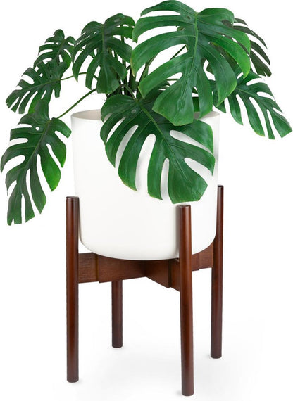  LifeGoods Planten Standaard - Uitschuifbare Bloempothouder - 20 Tot 30 Cm - Donker Bamboe