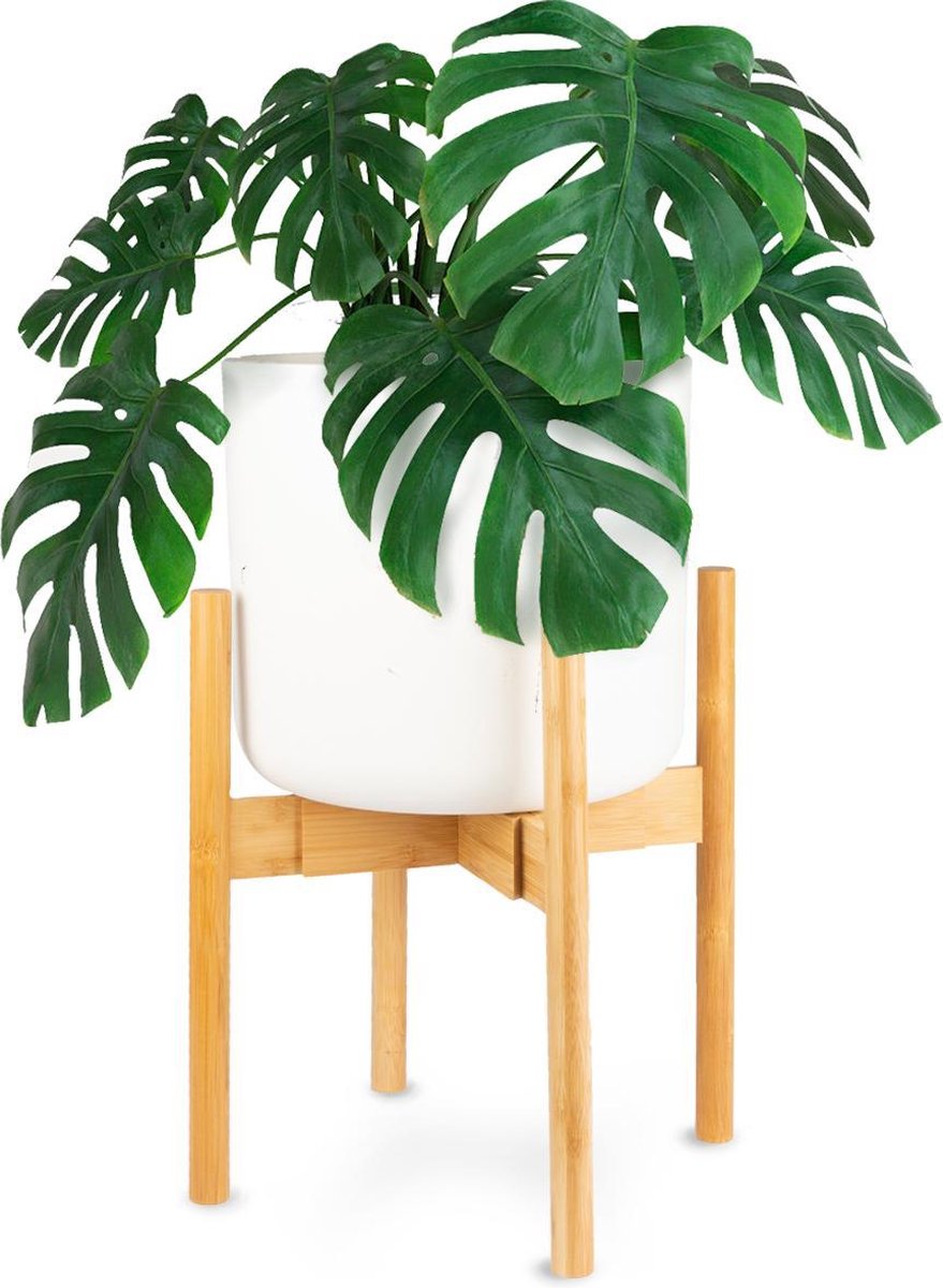  LifeGoods Planten Standaard - Uitschuifbare Bloempothouder - 20 Tot 30 Cm - Licht Bamboe