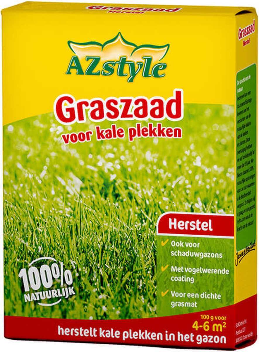  ECOstyle Graszaad Herstel Snelkiemend Gazon Gras – Herstelt Kale Plekken – Vogelwerende Coating – Geschikt Voor Zon- En Schaduw Gazons - Snelle Kieming – 10 – 15M² – 250 GR