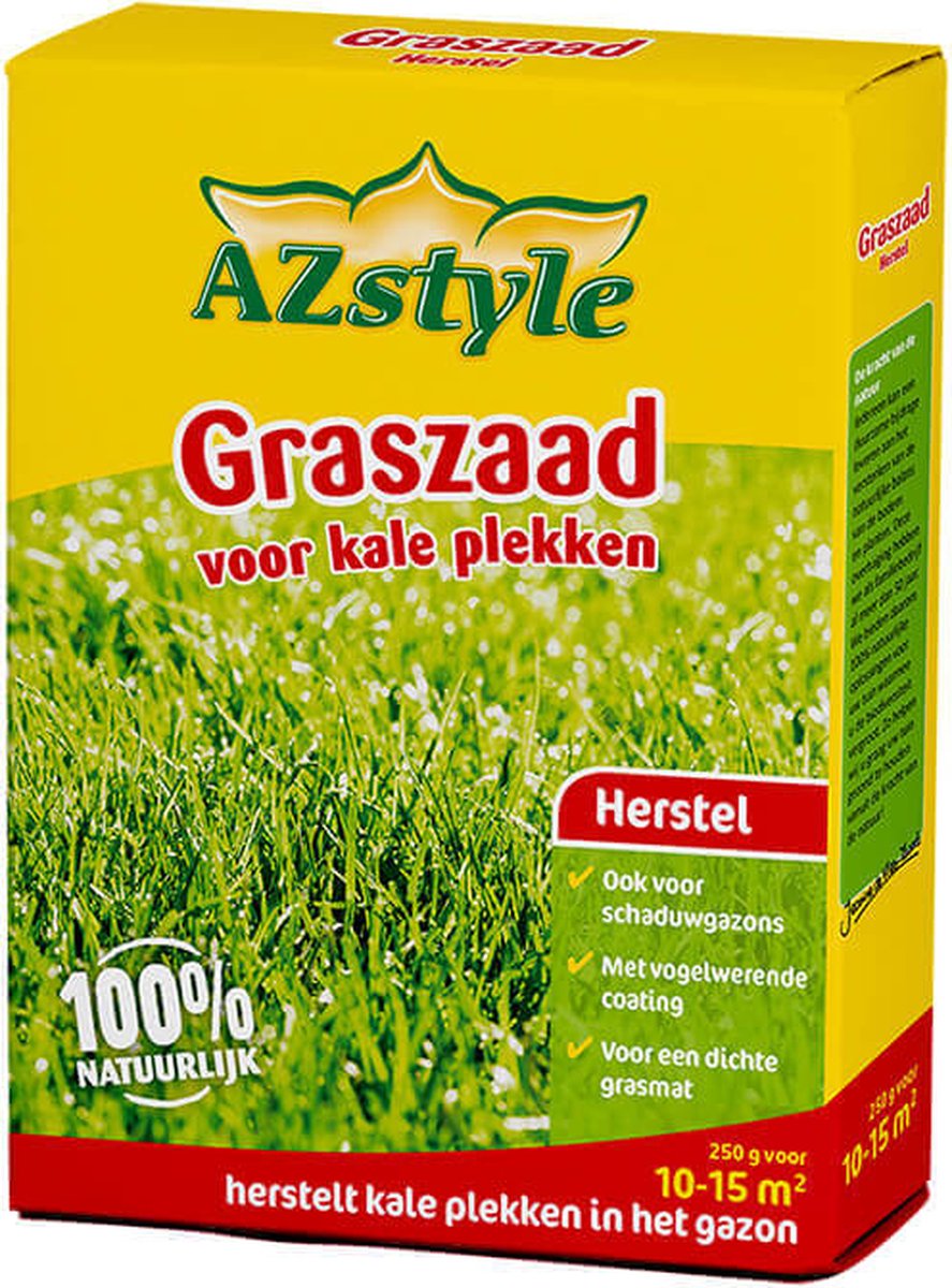  ECOstyle Graszaad Herstel Snelkiemend Gazon Gras – Herstelt Kale Plekken – Vogelwerende Coating – Geschikt Voor Zon- En Schaduw Gazons - Snelle Kieming – 20 – 30M² – 500 GR
