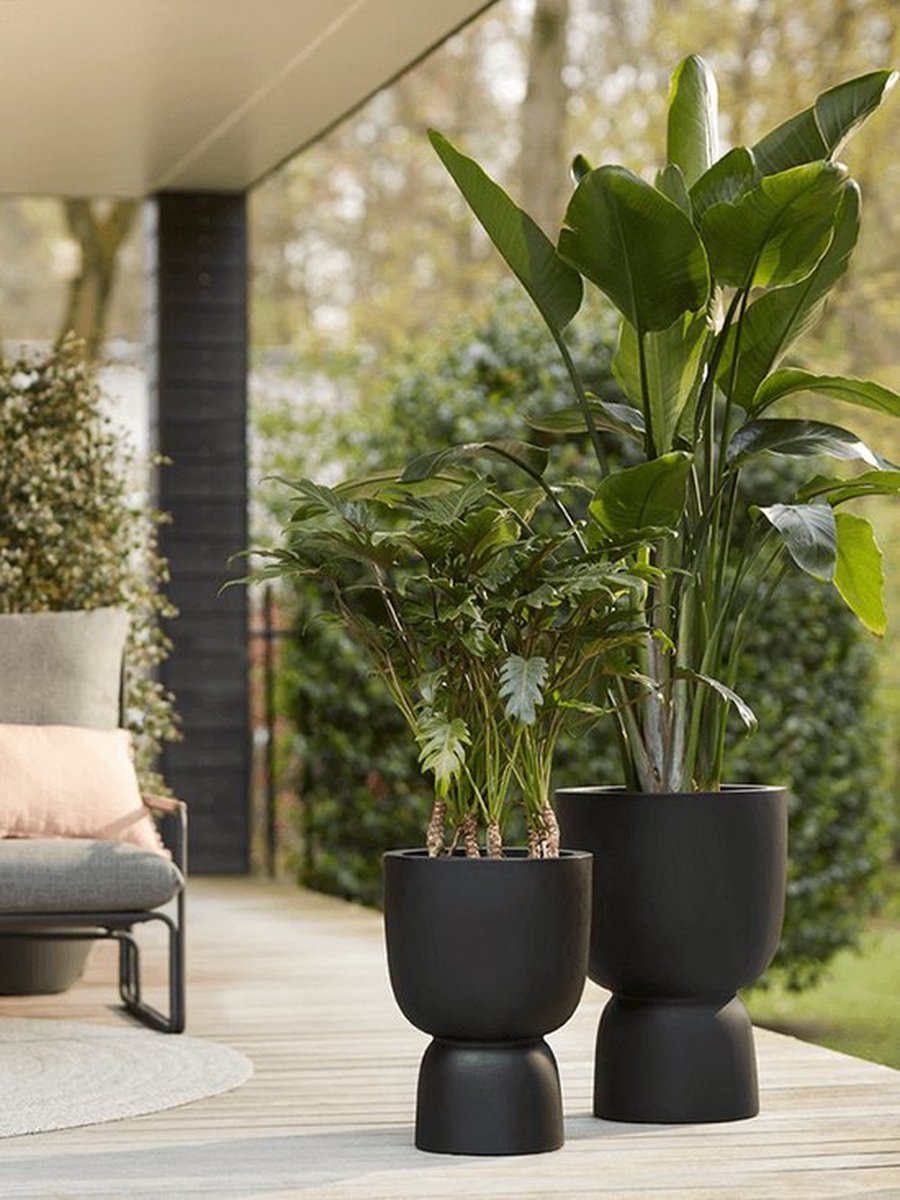  Elho Pure Coupe 41 - Bloempot Voor Binnen &amp; Buiten - Ø 41.3 X H 57.9 Cm - Zwart/Zwart