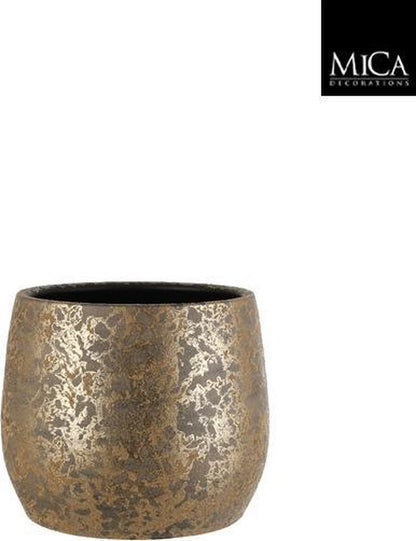  Mica Decorations Clemente Bloempot - H25,5 X Ø32 Cm - Terracotta - Goud