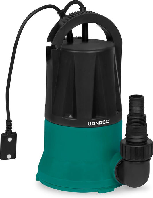  VONROC Dompelpomp / Vlakzuigpomp / Dweilpomp - Tot 1mm Met Sensorschakelaar - 400W - 6000l/h - Voor Schoon Water
