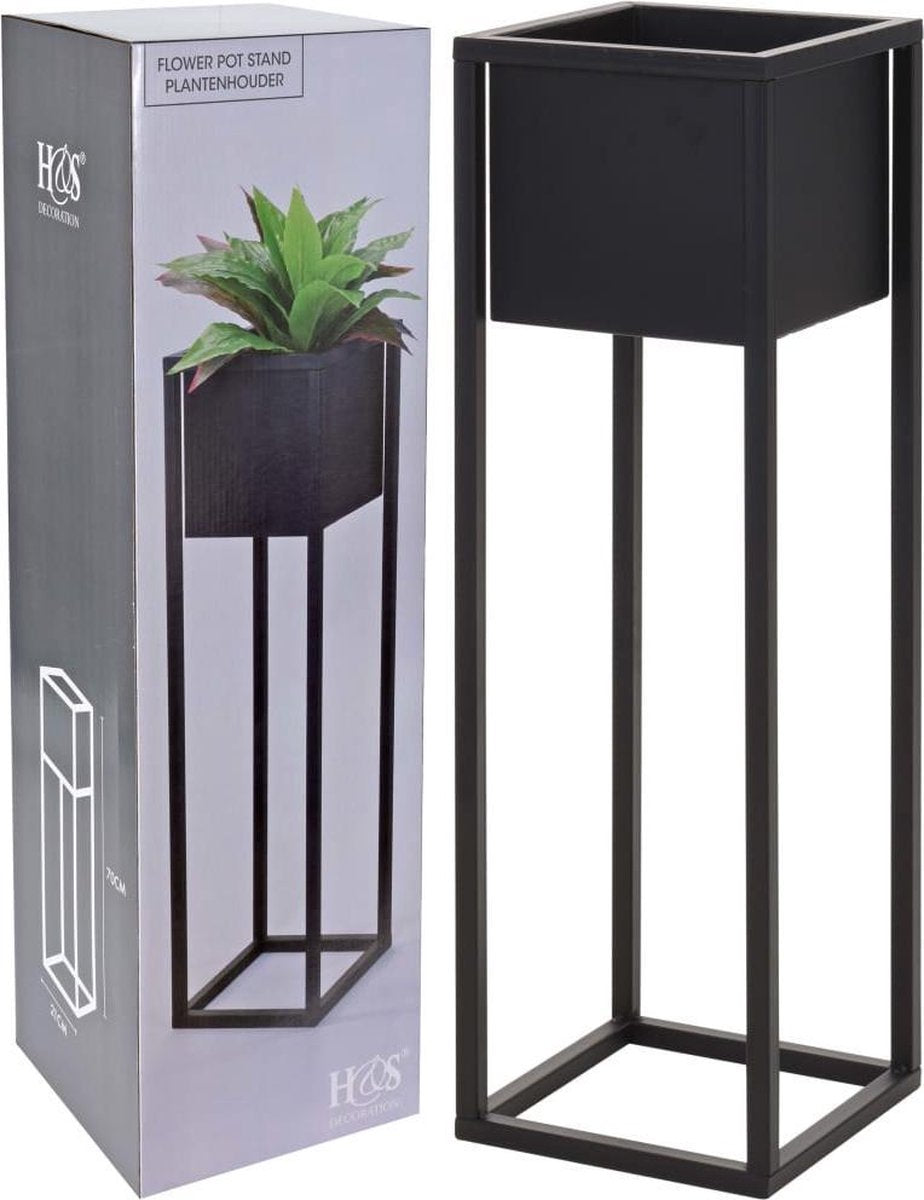 Bloempot - Metaal - Bloemen - Plantenpot - Voor Binnen - Zwart - 70 Cm