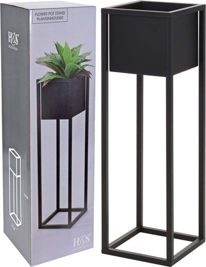  Bloempot - Metaal - Bloemen - Plantenpot - Voor Binnen - Zwart - 70 Cm
