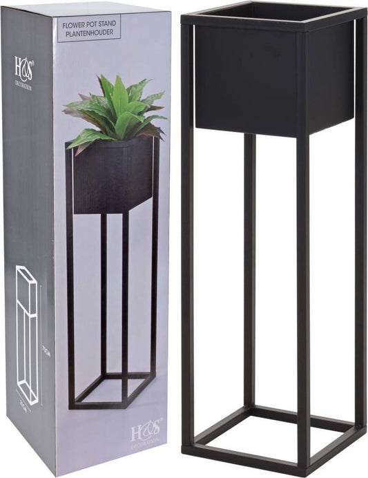  Bloempot - Metaal - Bloemen - Plantenpot - Voor Binnen - Zwart - 70 Cm