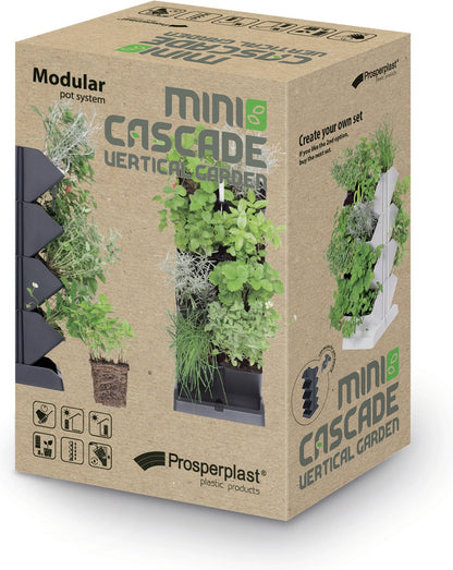 Prosperplast Verticale Kruidentuin Kunststof - Staand/hangend - Modulair - Antraciet Grijs - L 20 X B 11 X H 48 Cm - Incl. Kruidenschaar